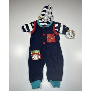 Vintage 90s Cuties By Judy Sky Diving Striped Romper Jumper 6/9 Months NEW